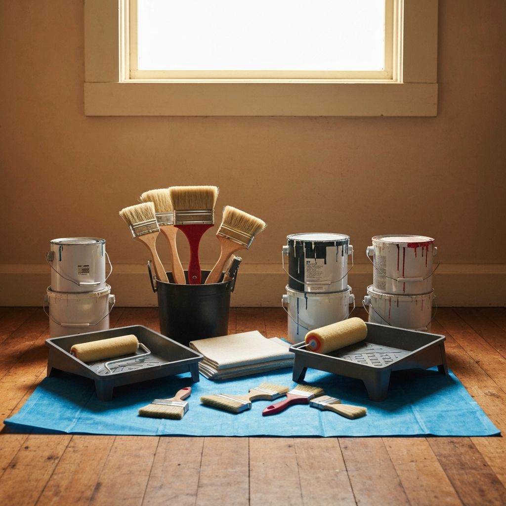 Professional painting tools and equipment ready for use