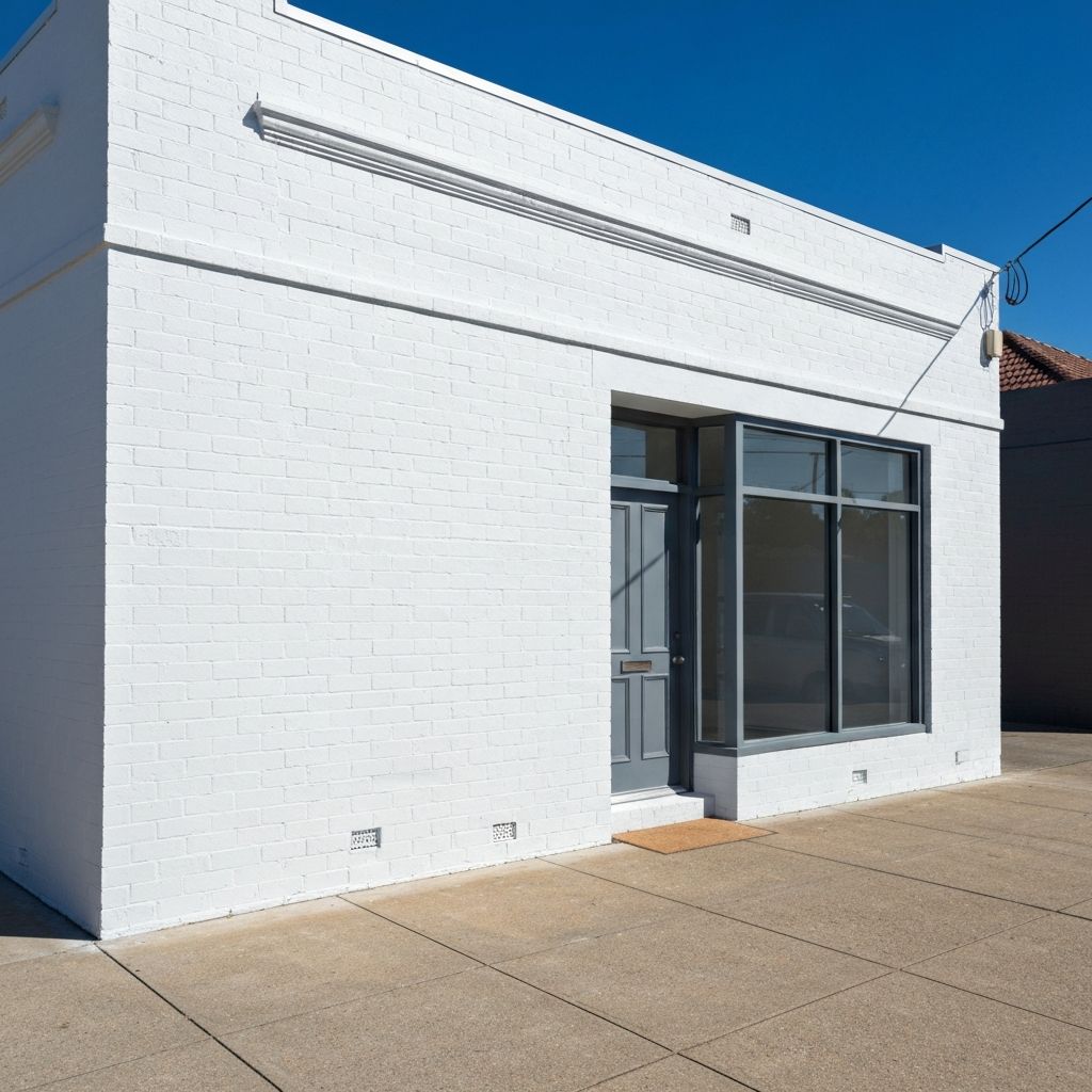 Freshly painted small commercial building exterior